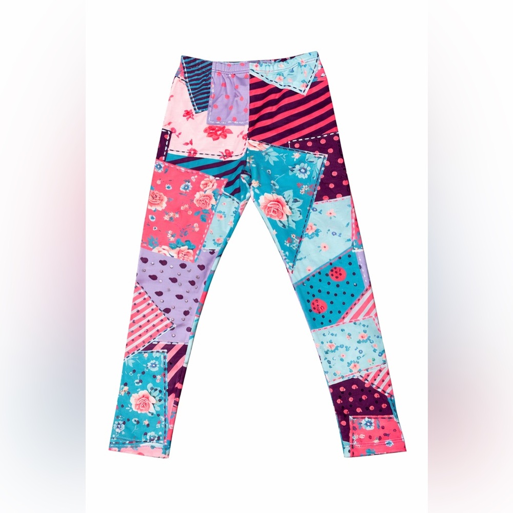 NEW Lipstik Fun Full Length Girls leggings Turquoise & Pink sz‎ 5 7 Only 2 left
